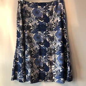 Blue floral midi skirt